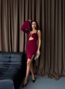 Halka Detaylı Tek Kol Mini Elbise