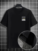Erkek Dağ Grafikli Tişört, Yaz Için Büyük Beden Rahat T-shirt - Siyah