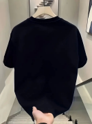 Baskılı Oversize Bisiklet Yaka T-shirt - Siyah