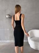 Kadın Dalgıç Krep Kumaş Kemer Detaylı Elbise