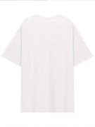 Baskılı Oversize Bisiklet Yaka T-shirt - Beyaz