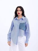 5419 GÖMLEK-MAVİ BEYAZ ÇİZGİLİ