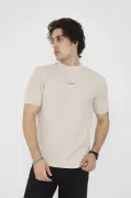 Unisex Bisiklet Yaka Slim Fit T-Shirt- Bej