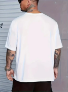 Baskılı Oversize Bisiklet Yaka T-shirt - Beyaz