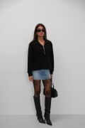 Fermuar Ve Dikiş Detaylı Sweatshirt