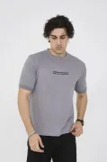 Unisex Bisiklet Yaka Slim Fit T-Shirt- Gri