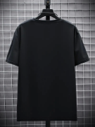 Baskılı Oversize Bisiklet Yaka T-shirt - Siyah