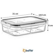 BUFFER® 4 Bölmeli Sızdırmaz Contalı Kilitli Kapaklı 1 Litre Erzak Saklama Kabı -LC520