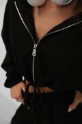 Beli Lastikli Fermuarlı Sweatshirt