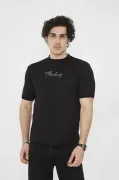 Unisex Bisiklet Yaka Slim Fit T-Shirt- Siyah