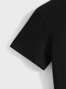 Baskılı Oversize Bisiklet Yaka T-shirt - Siyah