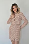 Oranj Düğmeli Ceket Ve Elbise Takım
