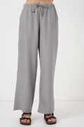 Geniş Paça Keten Pantolon 6735 - Gri