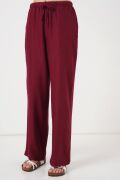 Geniş Paça Keten Pantolon 6735 - Bordo