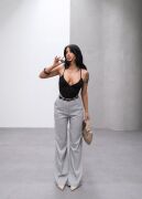 Poly Viscose Yüksek Bel Kemerli̇ Ve Dökümlü Palazzo Pantolon (Kemer Dahi̇l)