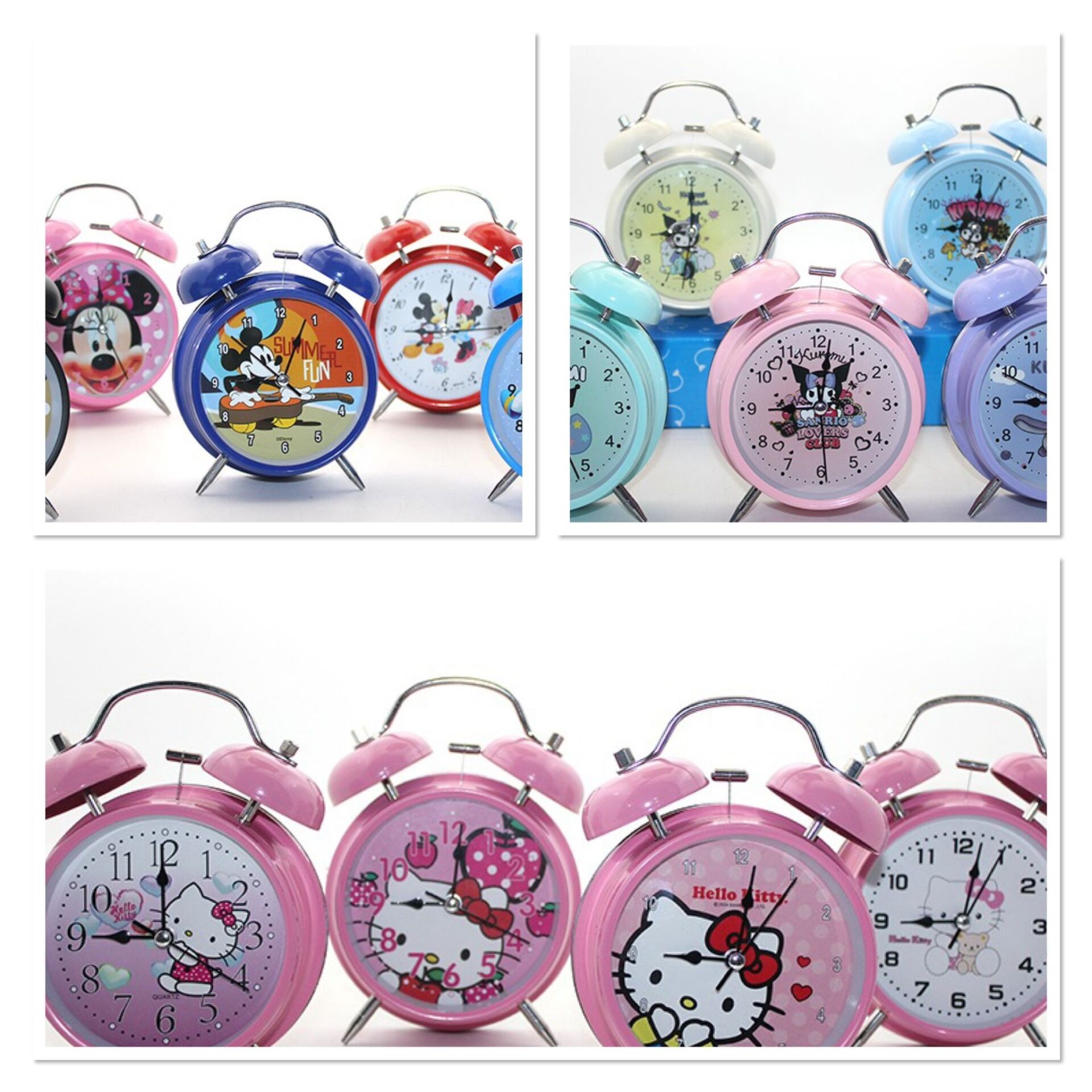 Kuromi, Hello Kitty, Mickey Mouse Masa Üstü Çalar Saat