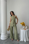 KETEN YELEK - PANTOLON TAKIM - Yeşil