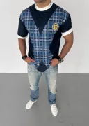 Unisex Bisiklet Yaka Baskılı Oversize T-Shirt - Siyah
