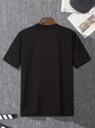 Baskılı Oversize Bisiklet Yaka T-shirt - Siyah