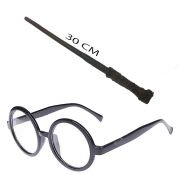 Harry Potter Asası ve Siyah Çerçeveli Gözlük Seti