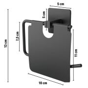 BUFFER® Kendiliğinden Yapışkanlı Siyah Paslanmaz Metal Kapaklı Tuvalet Kağıtlığı Aparatı