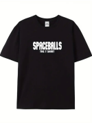 Baskılı Oversize Bisiklet Yaka T-shirt - Siyah