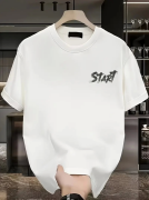 Baskılı Oversize Bisiklet Yaka T-shirt - Beyaz