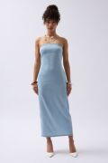 Straplez Denim Elbise