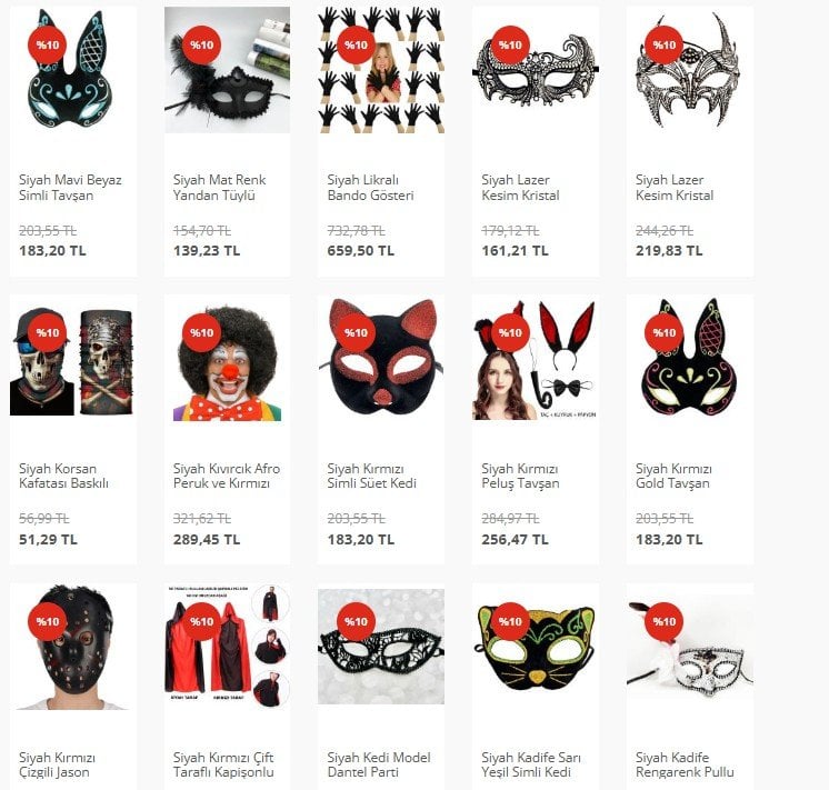 Parti Maskeleri Kategorisini inceledinizmi.?