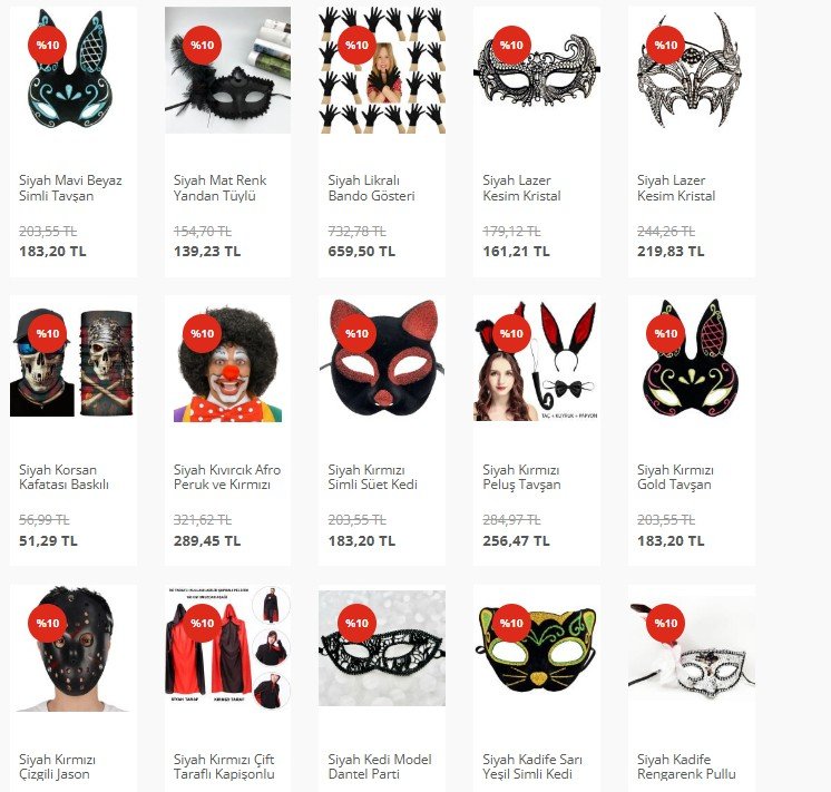 Parti Maskeleri Kategorisini inceledinizmi.?